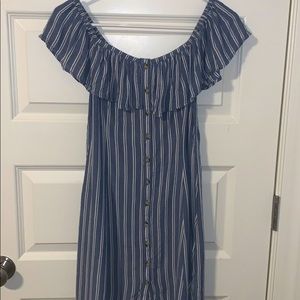 Off the shoulder striped mini dress